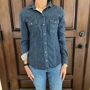 {Loft} fitted denim long sleeve blouse sz XS EUC
